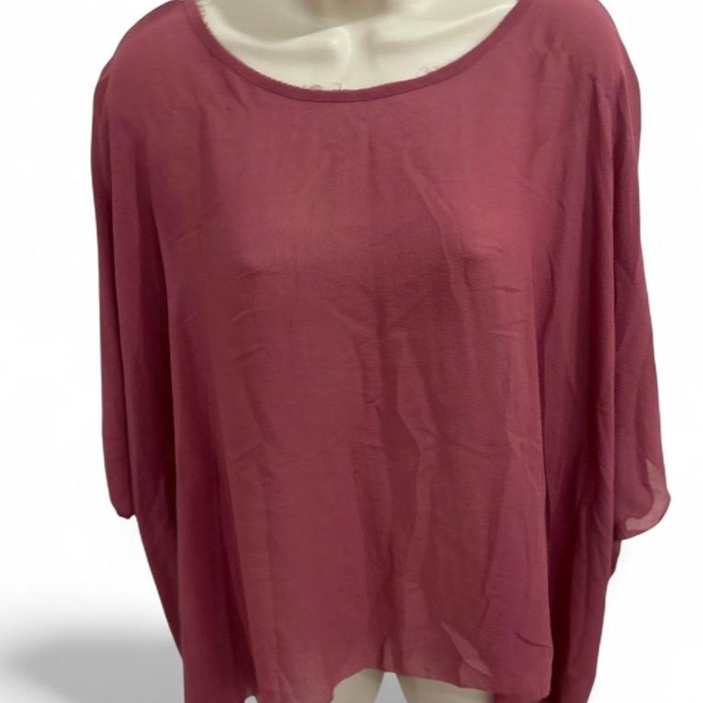 'EILEEN FISHER BATEAU NECK PONCHO STYLE TOP 100% SILK SHEER
